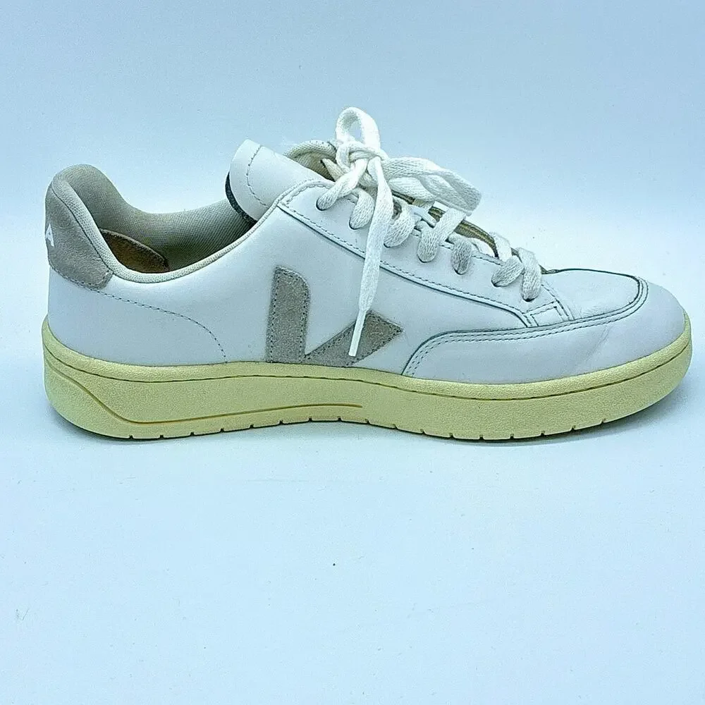 Veja Shoes Womens 9 White V-12 Leather Suede Sneakers Preppy Tennis Luxury - Picture 7 of 10